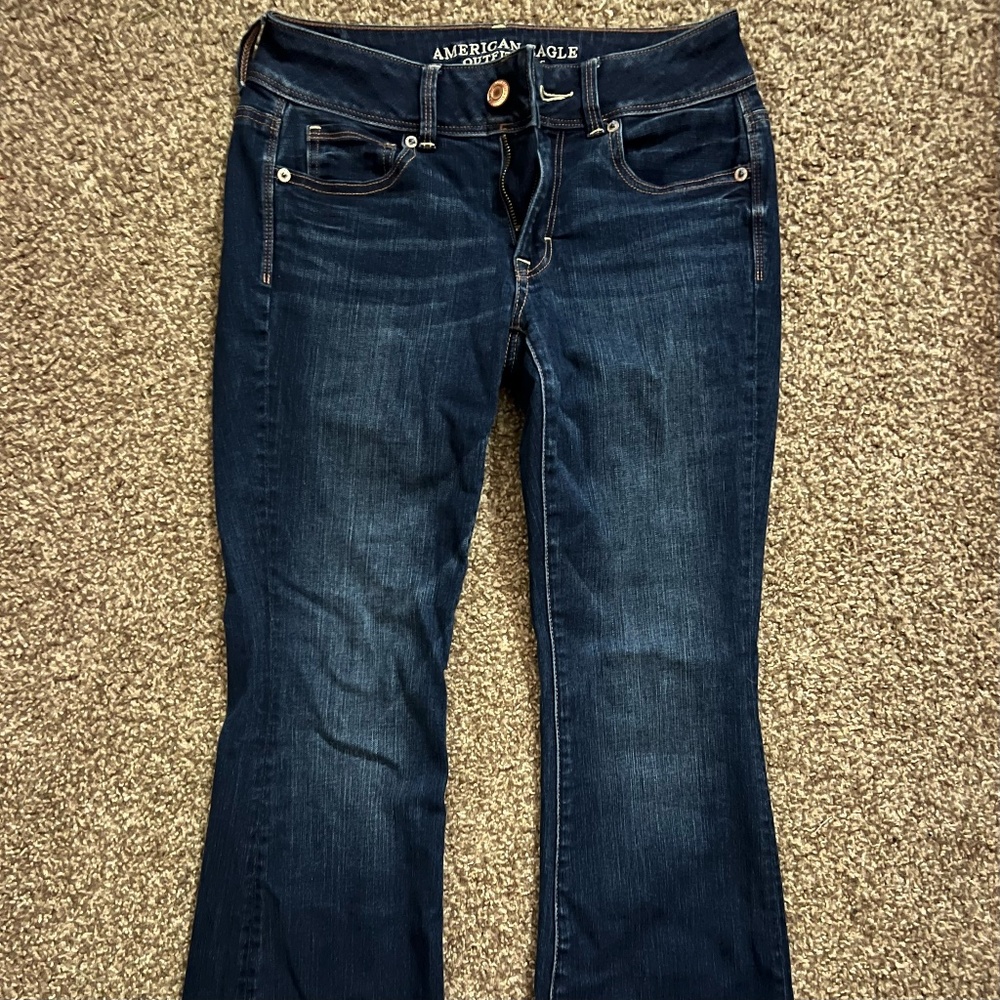 American Eagle Outfitters Blue Denim Low Rise Flare Jeans